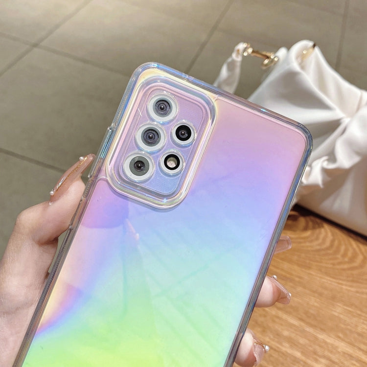 For Samsung Galaxy A72 5G / 4G Color Plating Acrylic + TPU Phone Case(Rainbow)