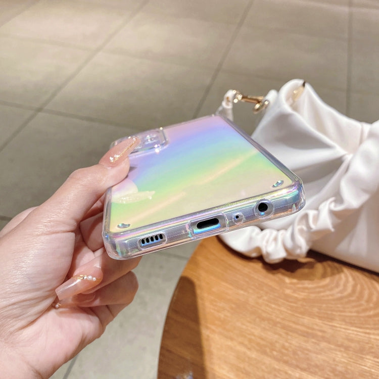 For Samsung Galaxy A72 5G / 4G Color Plating Acrylic + TPU Phone Case(Rainbow)