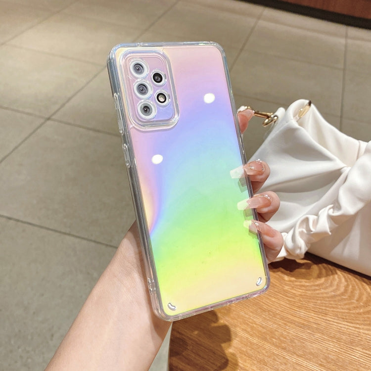 For Samsung Galaxy A72 5G / 4G Color Plating Acrylic + TPU Phone Case(Rainbow)
