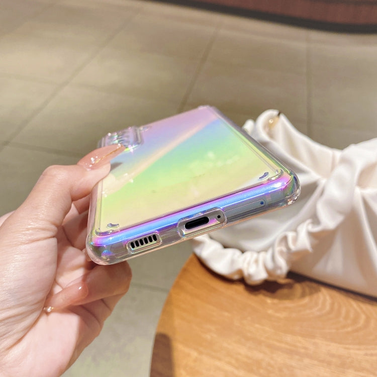 For Samsung Galaxy S21+ 5G Color Plating Acrylic + TPU Phone Case(Rainbow)