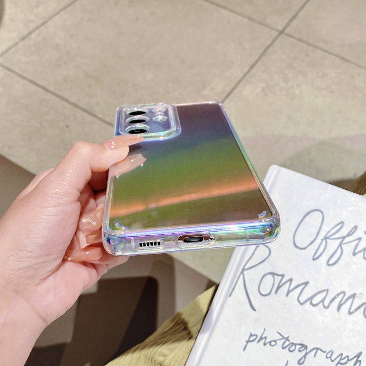 For Samsung Galaxy S21 Ultra 5G Color Plating Acrylic + TPU Phone Case(Rainbow)