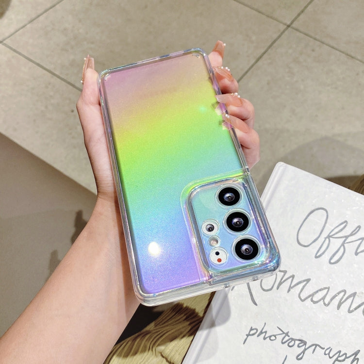 For Samsung Galaxy S21 Ultra 5G Color Plating Acrylic + TPU Phone Case(Rainbow)