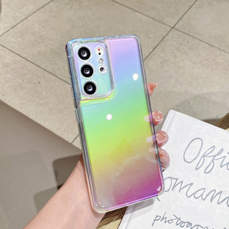 For Samsung Galaxy S21 Ultra 5G Color Plating Acrylic + TPU Phone Case(Rainbow)