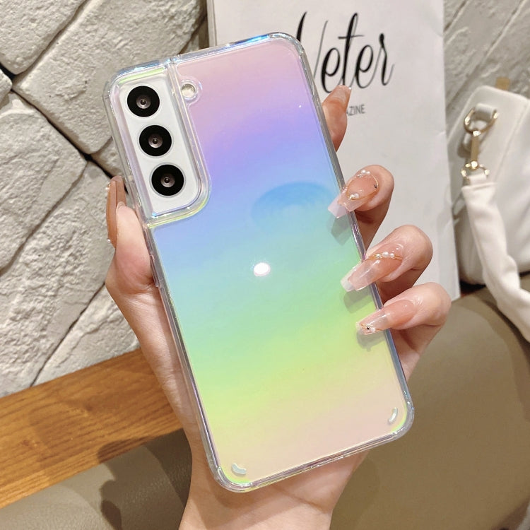 For Samsung Galaxy S22 5G Color Plating Acrylic + TPU Phone Case(Rainbow)