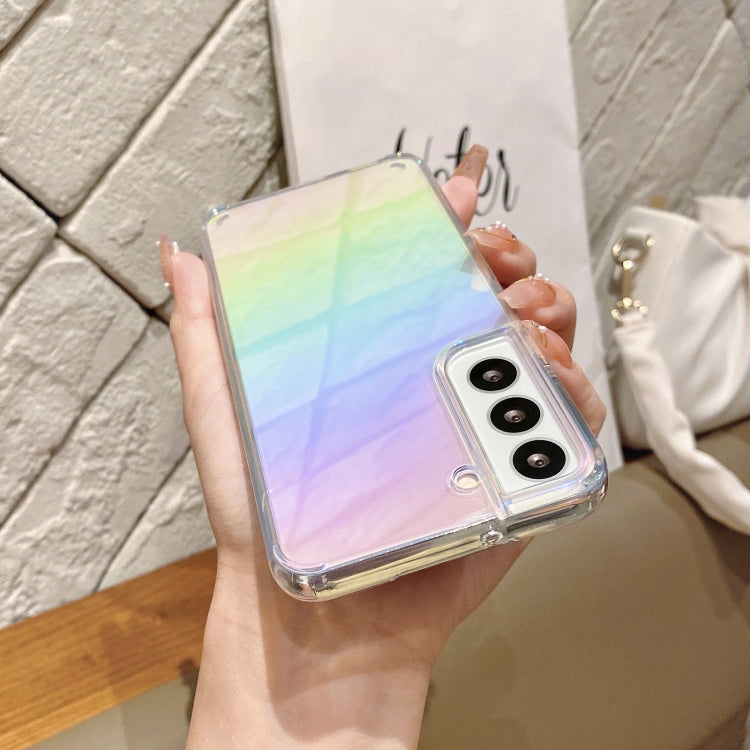 For Samsung Galaxy S22 5G Color Plating Acrylic + TPU Phone Case(Rainbow)