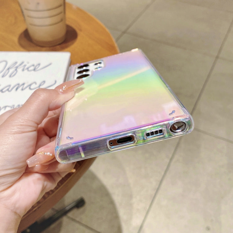 For Samsung Galaxy S22 Ultra 5G Color Plating Acrylic + TPU Phone Case(Rainbow)