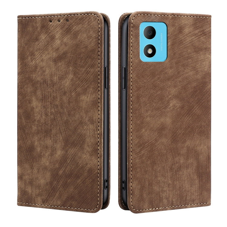 For TCL 305i RFID Anti-theft Brush Magnetic Leather Phone Case