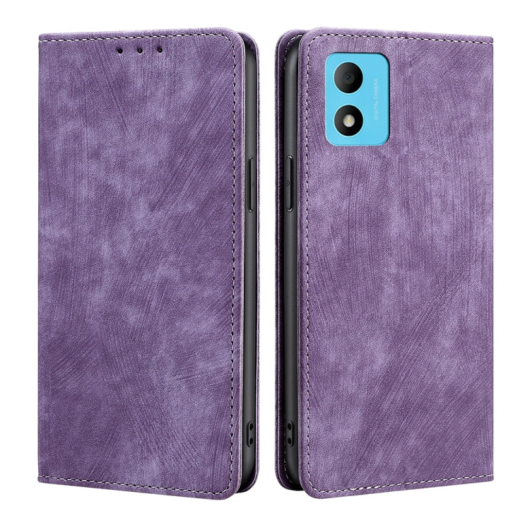 For TCL 305i RFID Anti-theft Brush Magnetic Leather Phone Case