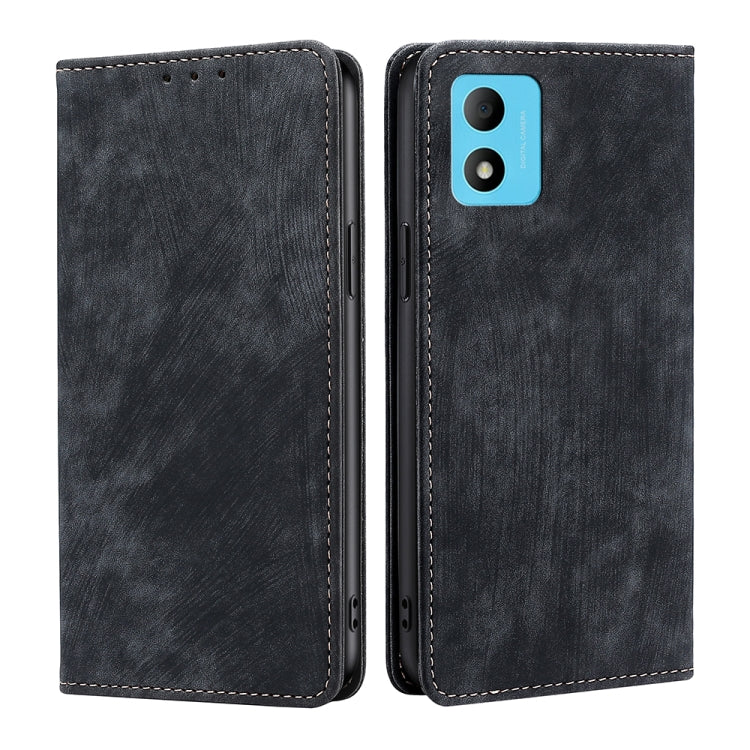 For TCL 305i RFID Anti-theft Brush Magnetic Leather Phone Case