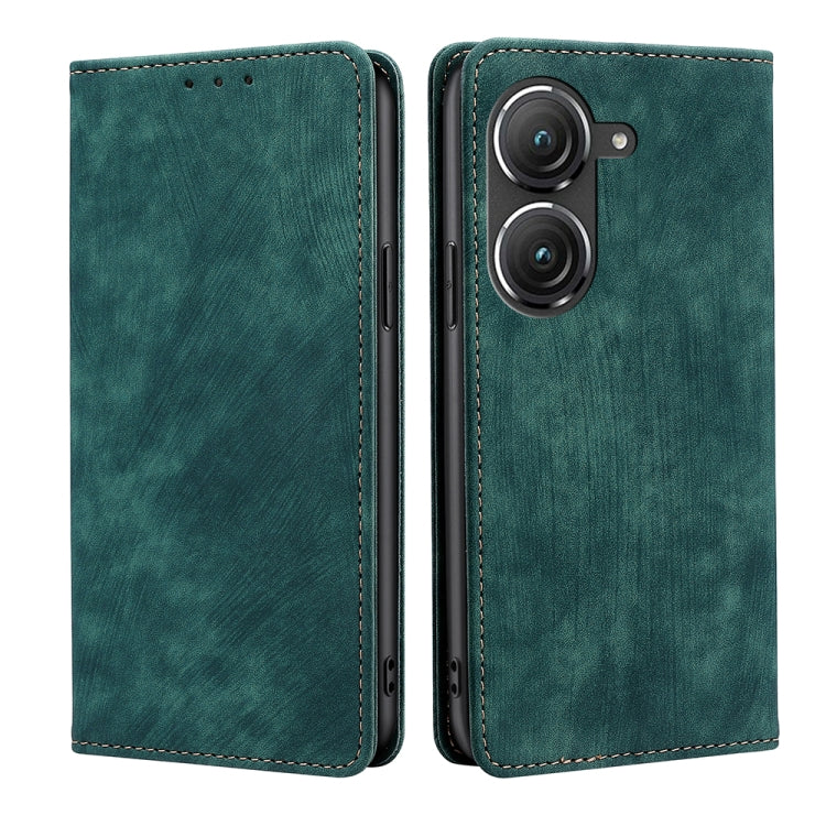 For Asus Zenfone 9 RFID Anti-theft Brush Magnetic Leather Phone Case