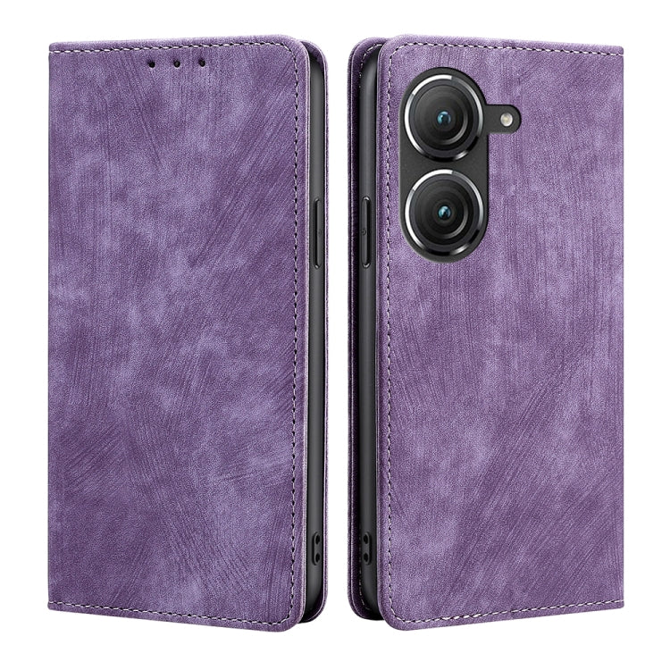 For Asus Zenfone 9 RFID Anti-theft Brush Magnetic Leather Phone Case