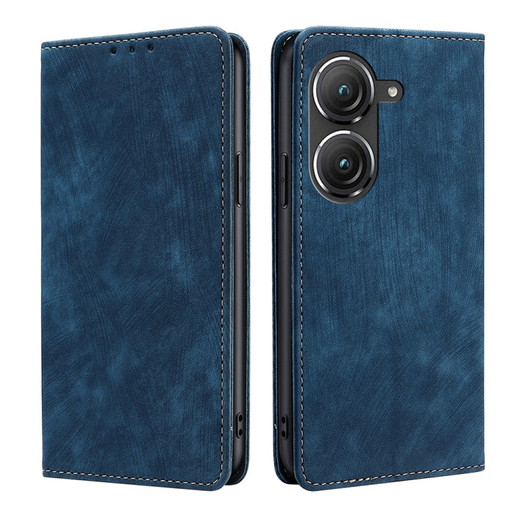 For Asus Zenfone 9 RFID Anti-theft Brush Magnetic Leather Phone Case