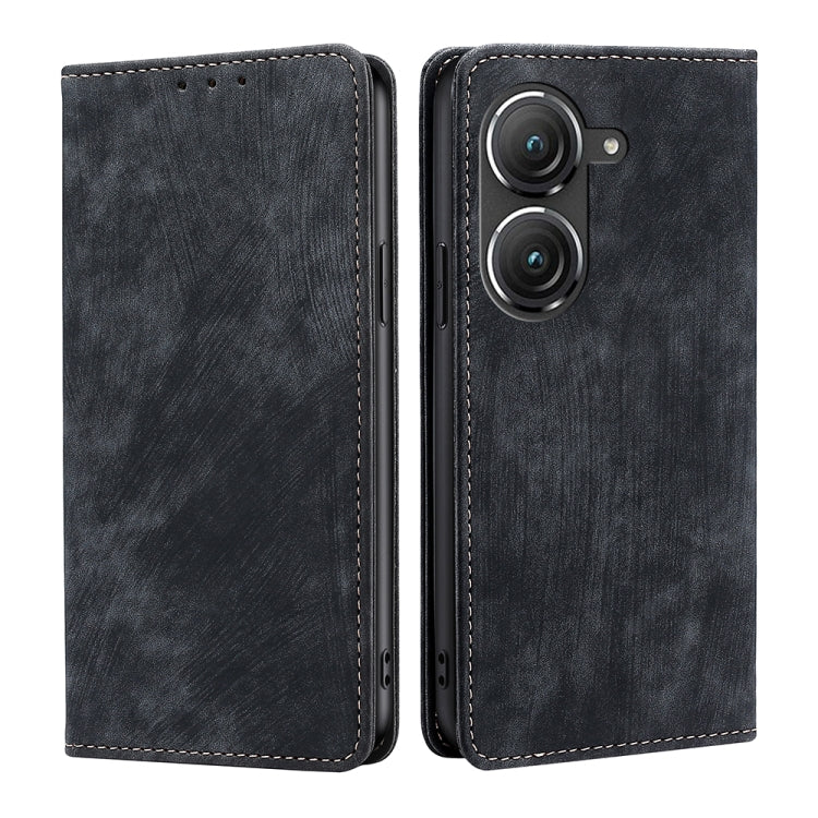 For Asus Zenfone 9 RFID Anti-theft Brush Magnetic Leather Phone Case