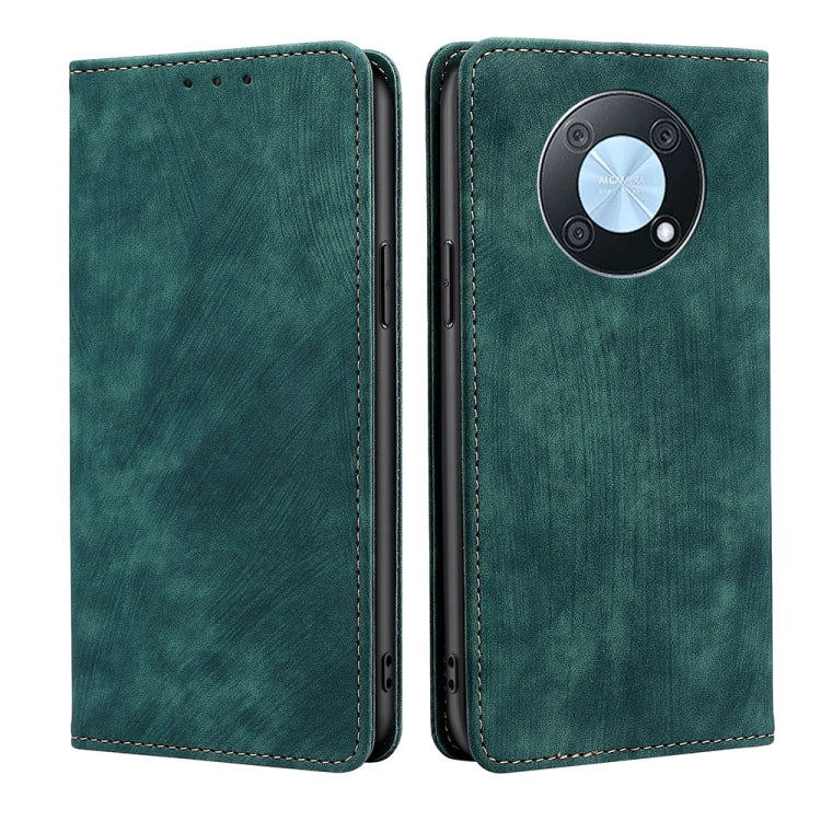 For Huawei nova Y90 4G RFID Anti-theft Brush Magnetic Leather Phone Case