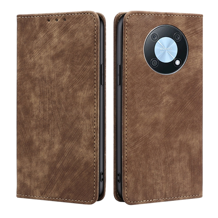 For Huawei nova Y90 4G RFID Anti-theft Brush Magnetic Leather Phone Case