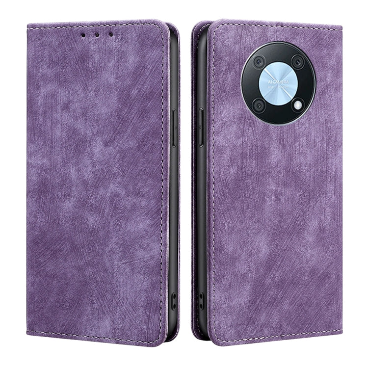 For Huawei nova Y90 4G RFID Anti-theft Brush Magnetic Leather Phone Case