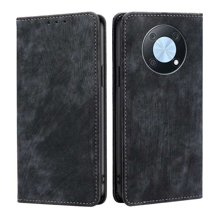For Huawei nova Y90 4G RFID Anti-theft Brush Magnetic Leather Phone Case