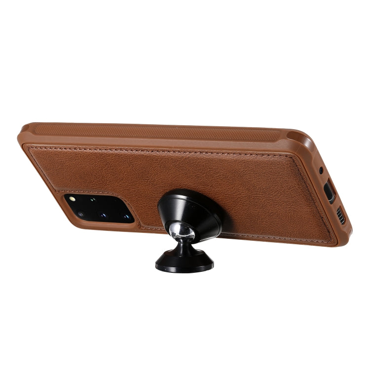 For Galaxy S20+ 2 in 1 Solid Color Zipper Shockproof Protective Case with Card Slots & Bracket & Photo Holder & Wallet Function