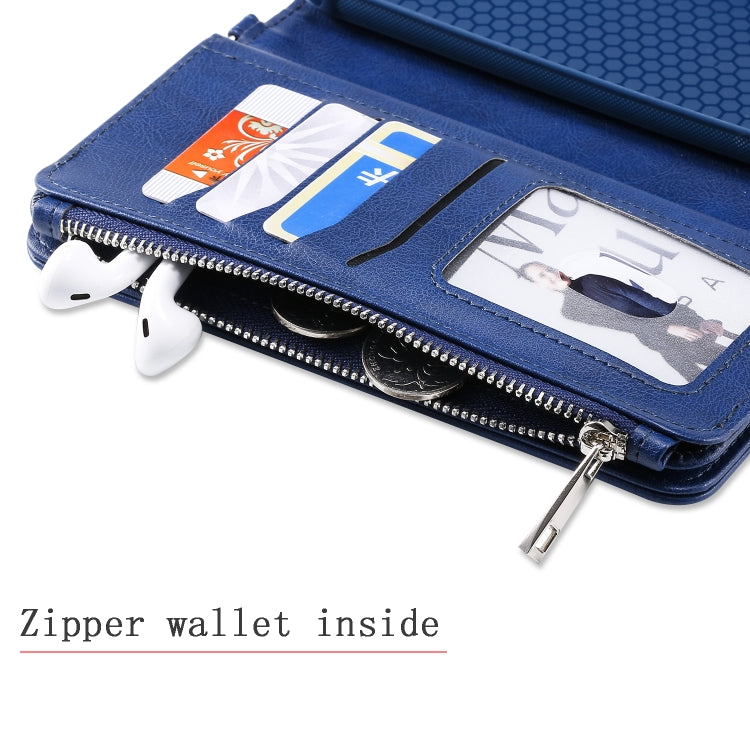 For Galaxy S20+ 2 in 1 Solid Color Zipper Shockproof Protective Case with Card Slots & Bracket & Photo Holder & Wallet Function