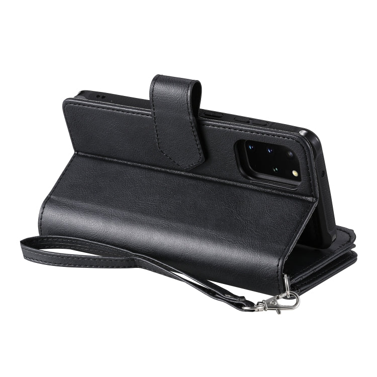 For Galaxy S20+ 2 in 1 Solid Color Zipper Shockproof Protective Case with Card Slots & Bracket & Photo Holder & Wallet Function