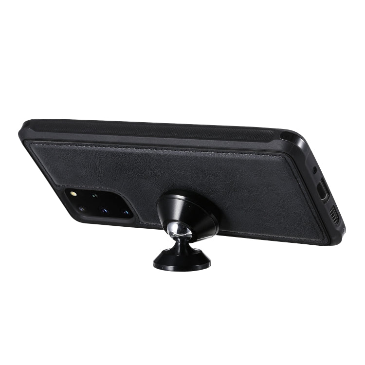 For Galaxy S20+ 2 in 1 Solid Color Zipper Shockproof Protective Case with Card Slots & Bracket & Photo Holder & Wallet Function