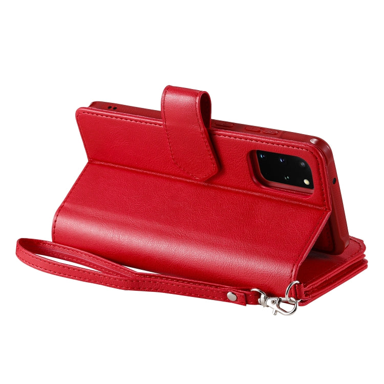 For Galaxy S20+ 2 in 1 Solid Color Zipper Shockproof Protective Case with Card Slots & Bracket & Photo Holder & Wallet Function