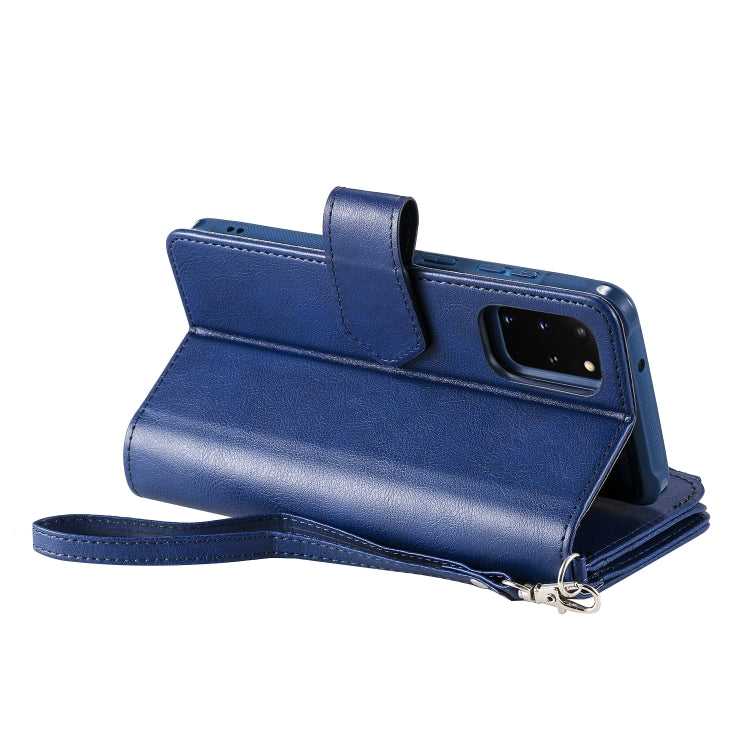 For Galaxy S20+ 2 in 1 Solid Color Zipper Shockproof Protective Case with Card Slots & Bracket & Photo Holder & Wallet Function