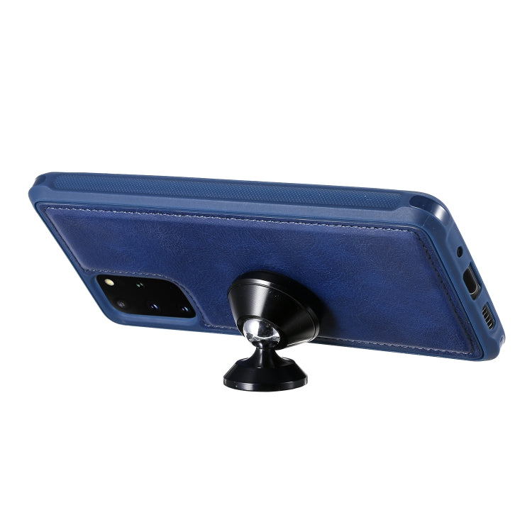 For Galaxy S20+ 2 in 1 Solid Color Zipper Shockproof Protective Case with Card Slots & Bracket & Photo Holder & Wallet Function