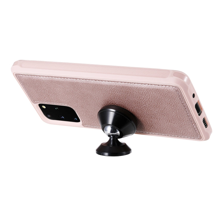 For Galaxy S20+ 2 in 1 Solid Color Zipper Shockproof Protective Case with Card Slots & Bracket & Photo Holder & Wallet Function