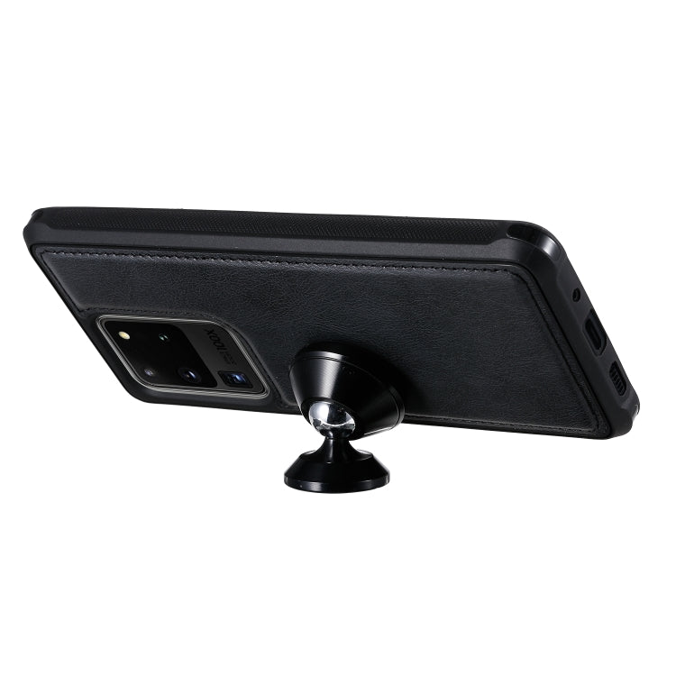 For Galaxy S20 Ultra 2 in 1 Solid Color Zipper Shockproof Protective Case with Card Slots & Bracket & Photo Holder & Wallet Function