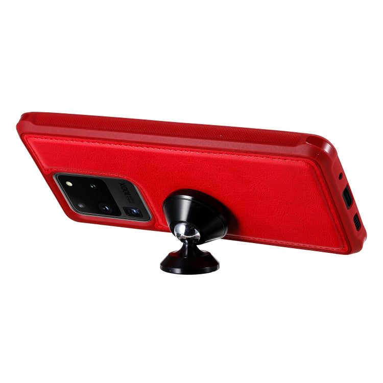 For Galaxy S20 Ultra 2 in 1 Solid Color Zipper Shockproof Protective Case with Card Slots & Bracket & Photo Holder & Wallet Function