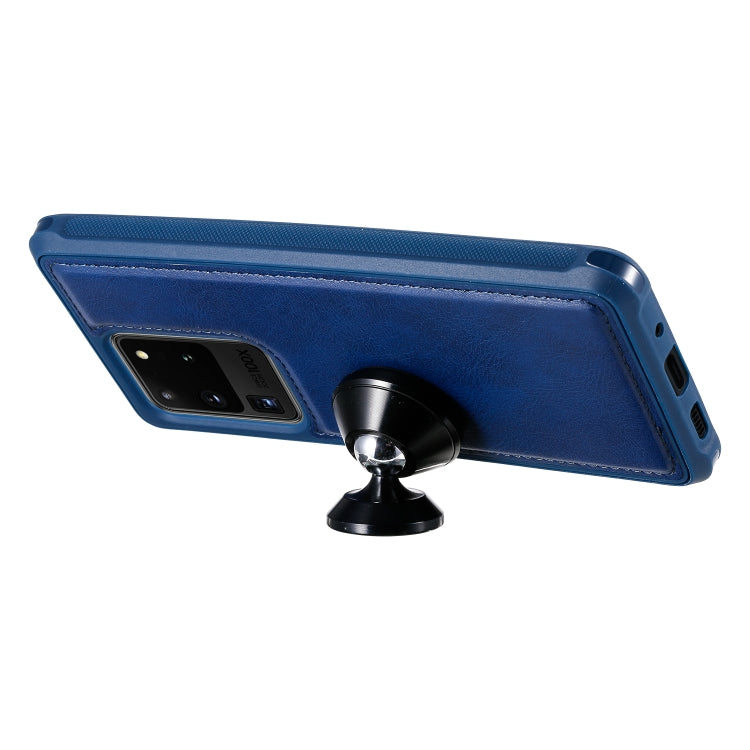 For Galaxy S20 Ultra 2 in 1 Solid Color Zipper Shockproof Protective Case with Card Slots & Bracket & Photo Holder & Wallet Function