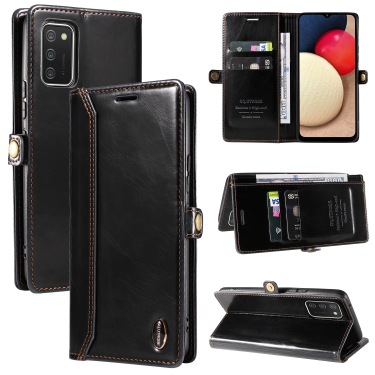 For Samsung Galaxy A02s 166mm GQUTROBE RFID Blocking Oil Wax Leather Phone Case