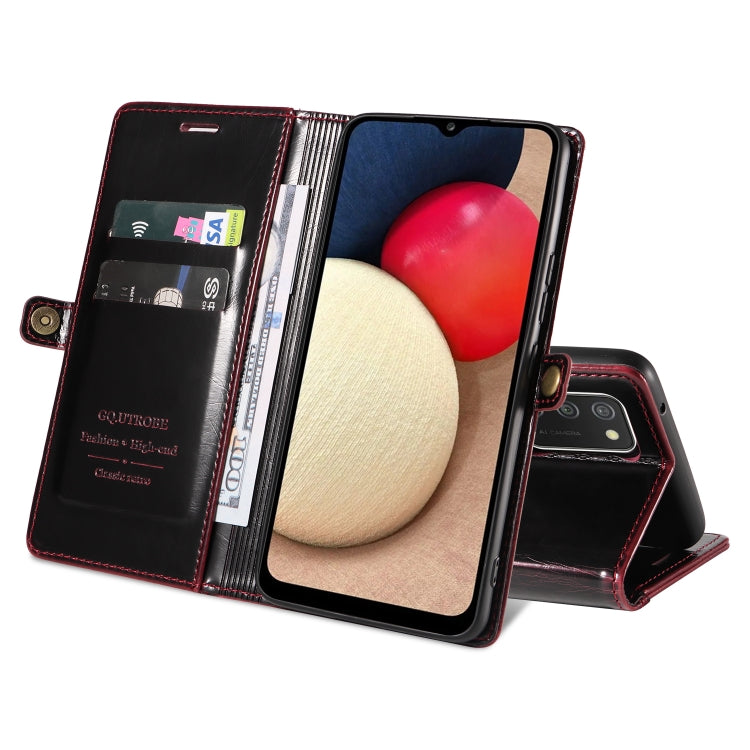 For Samsung Galaxy A02s 166mm GQUTROBE RFID Blocking Oil Wax Leather Phone Case