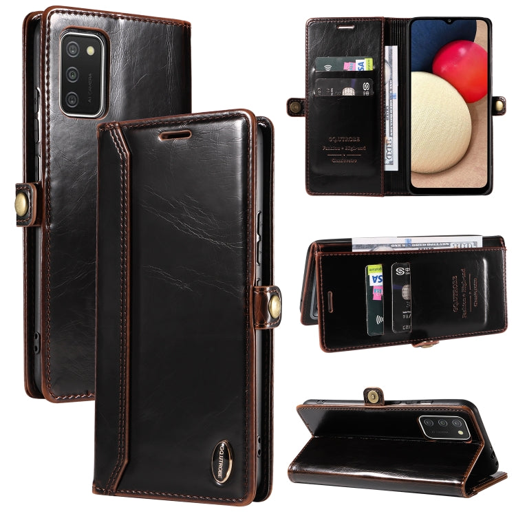 For Samsung Galaxy A02s 166mm GQUTROBE RFID Blocking Oil Wax Leather Phone Case