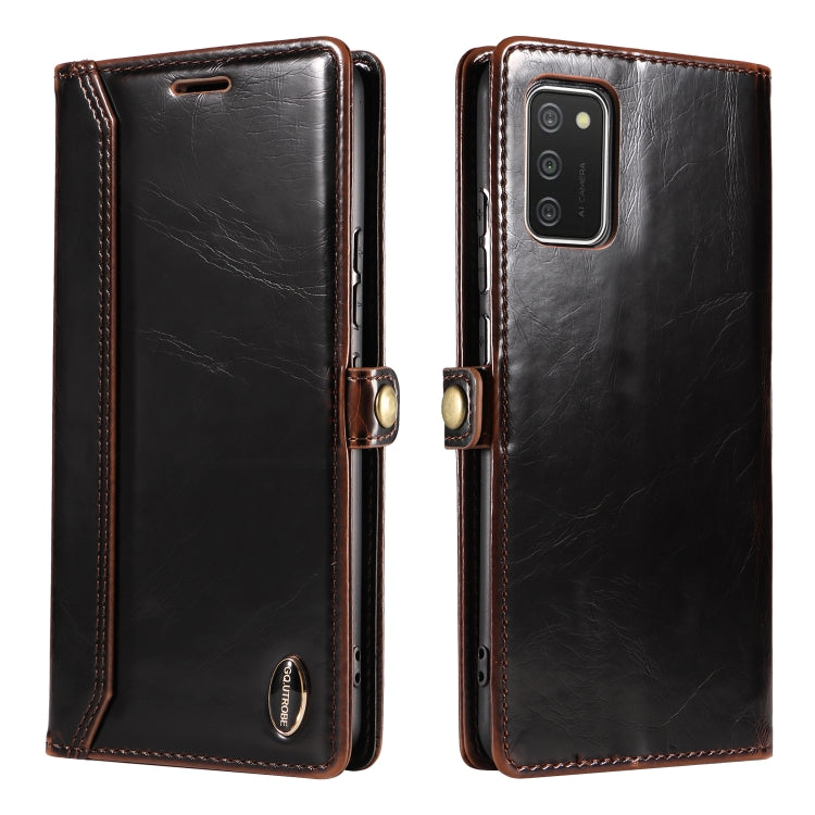 For Samsung Galaxy A02s 166mm GQUTROBE RFID Blocking Oil Wax Leather Phone Case