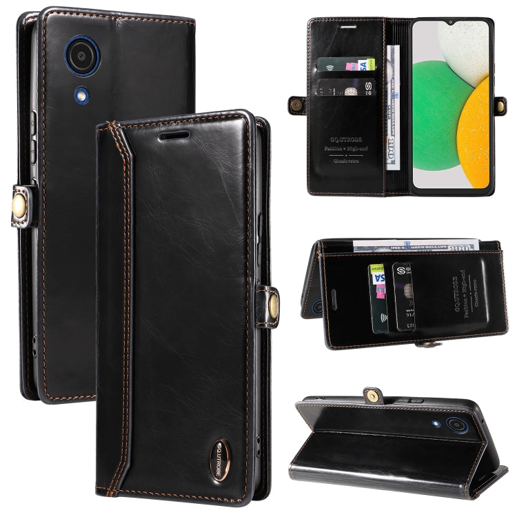 For Samsung Galaxy A03 Core GQUTROBE RFID Blocking Oil Wax Leather Phone Case
