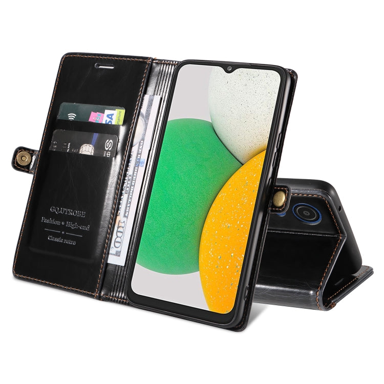 For Samsung Galaxy A03 Core GQUTROBE RFID Blocking Oil Wax Leather Phone Case