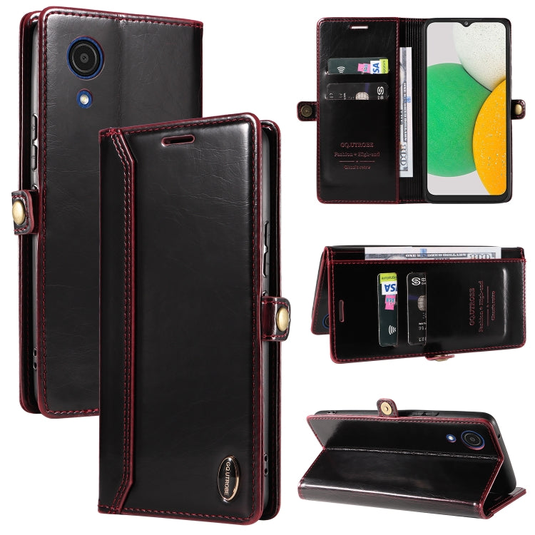 For Samsung Galaxy A03 Core GQUTROBE RFID Blocking Oil Wax Leather Phone Case