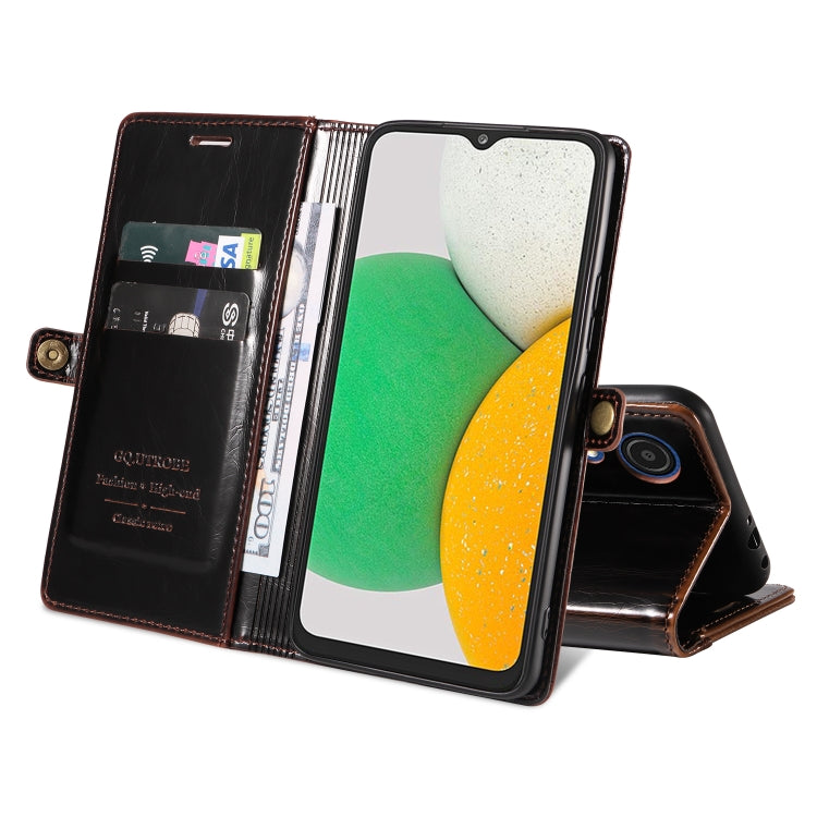 For Samsung Galaxy A03 Core GQUTROBE RFID Blocking Oil Wax Leather Phone Case