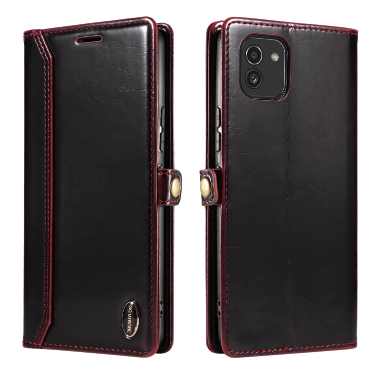 For Samsung Galaxy A03 EU Version GQUTROBE RFID Blocking Oil Wax Leather Phone Case
