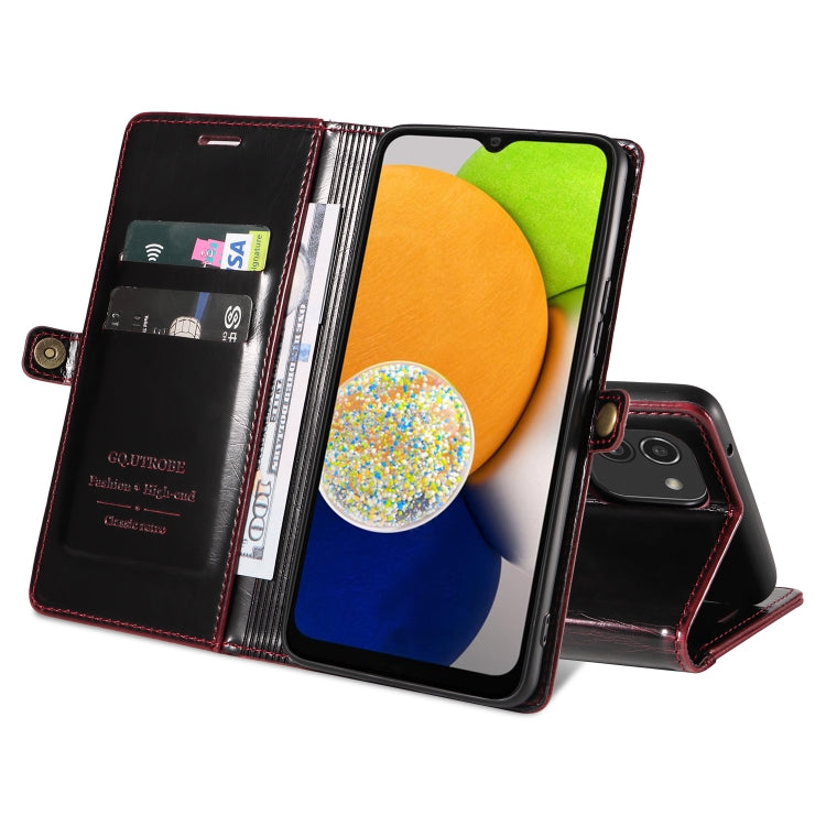 For Samsung Galaxy A03 EU Version GQUTROBE RFID Blocking Oil Wax Leather Phone Case