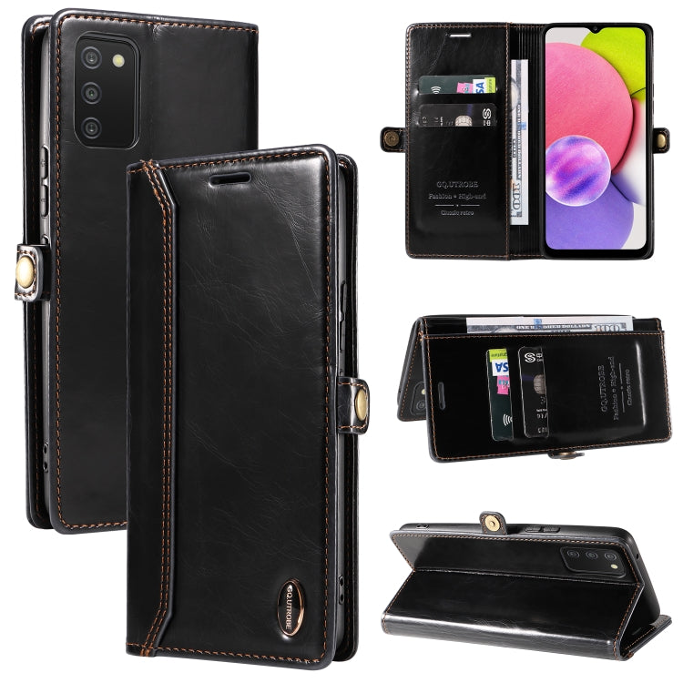 For Samsung Galaxy A03s 166mm GQUTROBE RFID Blocking Oil Wax Leather Phone Case