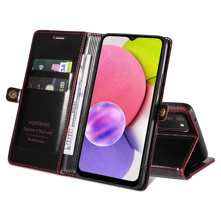 For Samsung Galaxy A03s 166mm GQUTROBE RFID Blocking Oil Wax Leather Phone Case
