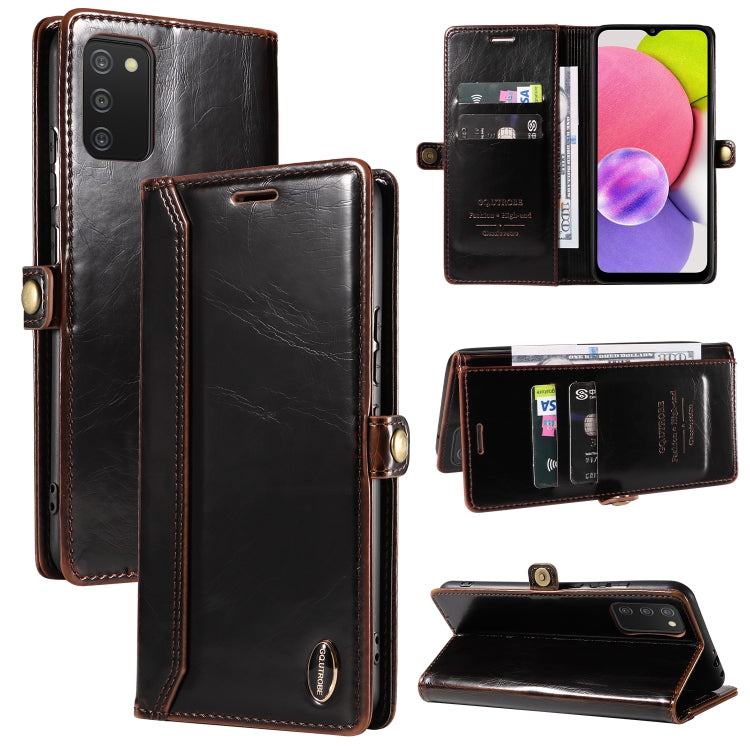 For Samsung Galaxy A03s 166mm GQUTROBE RFID Blocking Oil Wax Leather Phone Case