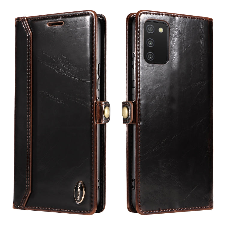 For Samsung Galaxy A03s 166mm GQUTROBE RFID Blocking Oil Wax Leather Phone Case