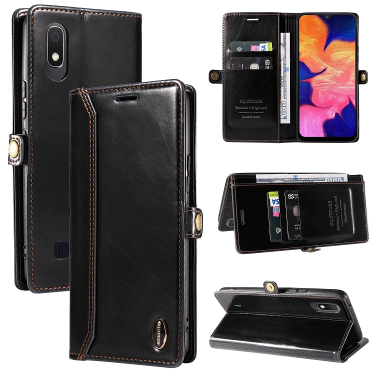 For Samsung Galaxy A10 / M10 GQUTROBE RFID Blocking Oil Wax Leather Phone Case