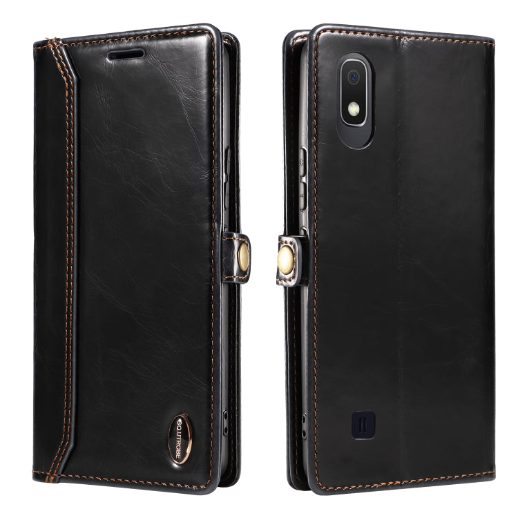 For Samsung Galaxy A10 / M10 GQUTROBE RFID Blocking Oil Wax Leather Phone Case