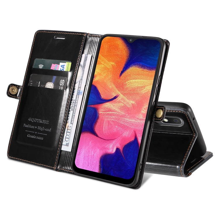 For Samsung Galaxy A10 / M10 GQUTROBE RFID Blocking Oil Wax Leather Phone Case