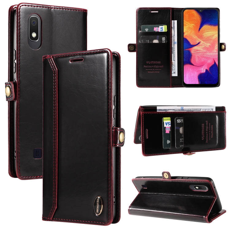 For Samsung Galaxy A10 / M10 GQUTROBE RFID Blocking Oil Wax Leather Phone Case